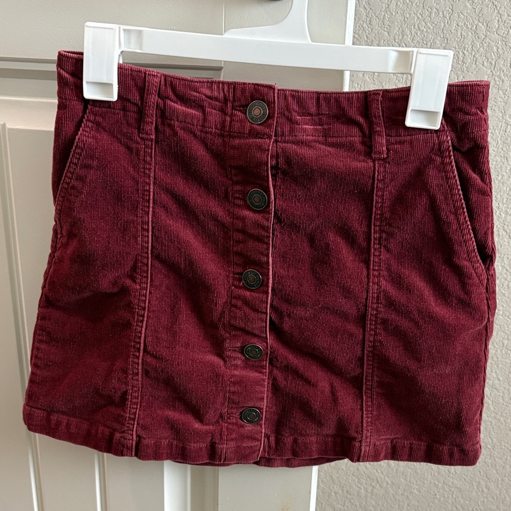 Forever 21 Dark Red Button-Up Mini Skirt
